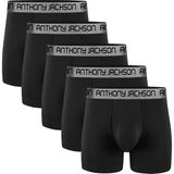 Anthony Jackson Likralı 5'li Kutu Premium Uzun Paçalı Erkek Boxer Shadowline - 2XL - 0 - Siyah