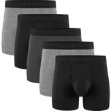 Anthony Jackson Likralı 5'li Kutu Premium Uzun Paçalı Erkek Boxer Shadowline - XL - Antrasit - Siyah - Gri