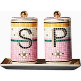 Anthropologie Garden Tile El Boyaması Seramik Tuz ve Karabiberlik Seti 3’lü - Pembe