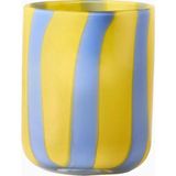 Anthropologie Ribbon Stripe El Yapımı Cam Meyve Suyu Bardağı - Mavi - Sarı