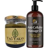 Anti-Cellulite Massage Oil 240 ml Selülitlere Karşı Masaj Yağı + Yağyakan Macunu İncelme Zayıflatmaya Macun 250 gr