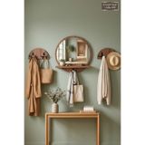 Antik Ahşap Dekoratif 3 Parça Portmanto Aynalı Raflı Askılık Set Oda Duvar Antre Hol Koridor Lavabo Makyaj Raflı Askılı Ayna Düz-1