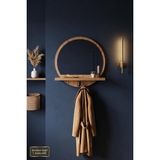 Antik Ahşap Dekoratif Ayna Portmanto Aynalı Raflı Askılık Oda Duvar Antre Hol Koridor Aynası Lavabo Makyaj Raflı Askılı Ayna YN-104 - (DipCamo)Charcoal-White