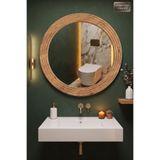 Antik Ahşap Oval Dekoratif Ayna Banyo Wc Lavabo Aynası Dresuar Boy Koridor Oda Konsol Mutfak Makyaj Aynası (55x69) Yn-111