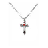 Antik Eskitme Red Dot Haç Figürlü Unisex Kolye – 60 Cm Zincirli, Metal Gotik Ve Vintage Takı