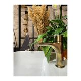 Antik Gold Royal Lavabo Bataryası Antik Eskitme Lavabo Musluğu Mat Altın Batarya Banyo Musluk