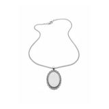 Antik Gümüş Oval Kolye Aparatı Zincirli 3,5x4,5 cm Epoksi Takı Yapımı