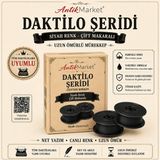 Antik Market Daktilo Şeridi Siyah Çift Makaralı