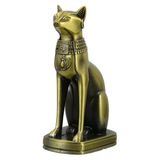 Antik Mısır Kedi Heykeli Bastet Metal Dekoratif Hediyelik Biblo 8x15cm