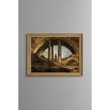Antik Roma Kemeri ve Sütunlar - Vintage Desenli Çerçeve - İnce Model, Altın5, 30 x 40