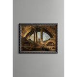 Antik Roma Kemeri ve Sütunlar - Vintage Desenli Çerçeve - İnce Model, Gümüş, 30 x 40