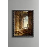 Antik Roma Kemeri - Vintage Desenli Çerçeve - İnce Model, Gümüş, 21 x 30