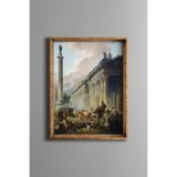 Antik Roma Sütunları - Vintage Desenli Çerçeve - İnce Model, Altın1, 21 x 30