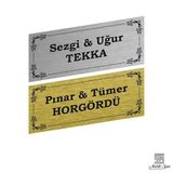 Antik-San Metal Kapı İsimliği Gümüş Renk 12x5 cm | Kişiye Özel İsim Baskı, İki Renk Seçeneği, Dekoratif Çerçeve, Süslü Tasarım, Kapı Tabelası