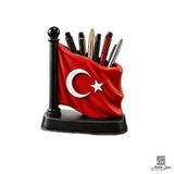 Antik-San TÜRK Bayrağı Kalemlik 12,5 cm Kişileştirilebilir | Masa Üstü Organizatör, Boy 12,5 cm, Ay Yıldız Tasarım, Kişileştirilebilir, Dekoratif Kalemlik