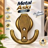Antik Sarı Duvar Askı Aparatı Dekoratif Metal Vestiyer Portmanto Banyo Mutfak Askısı