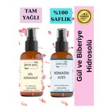 Antik Şifa Gül Suyu Ve Biberiye Suyu Seti -seyreltilmemiş, Doğal Hidrosolü Seti (2X100ML)