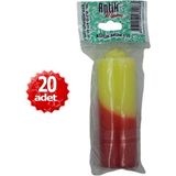 Antik x 20 Adet Sarı - Kırmızı Kütük Mum