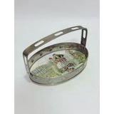 Antika Gümüş Kaplama Porselen Tabanlı Tepsi 23x11cm