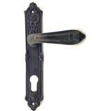 Antika Tarz Dekoratif Pirinç Çiçekli Banyo Kapı Kolu - 240X40 Mm, Oksit Midastech