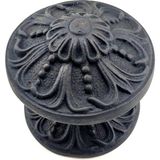 Antika Tarz Dekoratif Pirinç Çiçekli Kapı Tokmağı - 80 mm Çap, Oksit - Renkli