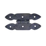 Antika Tarz Dekoratif Pirinç Düğmeli Menteşe - 117x57 mm, Oksit