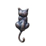Antika Tarz Dekoratif Pirinç Kedi Sırt Kapı Tokmağı, Taktak - 160X65Mm, Oksit - Lisinya