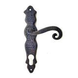 Antika Tarz Dekoratif Pirinç Kıvrık Yale Kapı Kolu - 210x43 Mm, Oksit FRTKGT55TK-TK-CNT-ATDPFKKY