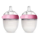 Antikolik Silikon Biberon 2'li 150ml Pembe - Yavaş Akışlı (0-3 AY) Yenidoğan