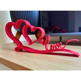 Antilop 3D Baskı “love” Kalpli Dekoratif Obje – Masa Üstü Aksesuar - Kırmızı