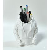 Antilop 3D Kırmızı Kapüşonlu Sweatshirt Tasarımlı Kalemlik | Masaüstü Organizer | Dekoratif Kalem Standı - Beyaz
