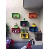 Antinkuntinci Ahşap Kasa Raf Çiçeklik Kitaplık Renkli Mini Kasa (371686393) mavi