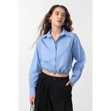 Antioch Bebe Mavi Crop Poplin Kadın Gömlek - Bebe Mavisi - XS