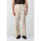 Antioch Bej Pileli Relaxed Fit Erkek Pantolon - S