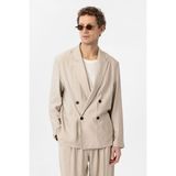 Antioch Bej Relax Fit İnce Erkek Blazer Ceket Klasik ve Casual Stil İçin Uygun - M