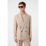Antioch Bej Relax Fit Keten Karışımlı Erkek Blazer Ceket