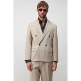 Antioch Bej Relax Fit Kruvaze Erkek Blazer Ceket - S