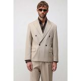 Antioch Bej Relax Fit Kruvaze Erkek Blazer Ceket