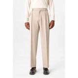 Antioch Bej Yüksek Bel Pileli Relaxed Fit Baggy Erkek Pantolon