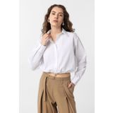 Antioch Beyaz Crop Poplin Kadın Gömlek