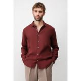 Antioch Bordo 100% Keten Relax Fit Erkek Gömlek - XL