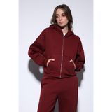 Antioch Bordo Fermuarlı Kapüşonlu Kadın Sweatshirt