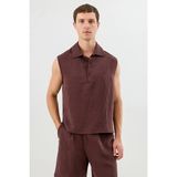 Antioch Bordo Lyocell Karışımlı Crop Fit Kolsuz Erkek Gömlek