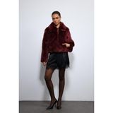 Antioch Bordo Peluş Görünümlü Mont - S