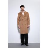 Antioch Camel Yün Karışımlı Kruvaze Erkek Kaban - XL