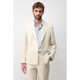 Antioch Ekru Kruvaze Relaxed Fit Erkek Blazer Ceket - M