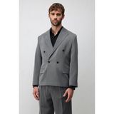 Antioch Gri Relax Fit Kruvaze Erkek Blazer Ceket - XL