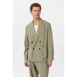 Antioch Haki Relax Fit Diagonel Ince Erkek Blazer Ceket - XL