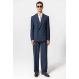 Antioch Indigo Tek Düğme Kruvaze Erkek Blazer Ceket - İndigo - S
