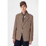 Antioch Kahve Balıksırtı Desenli Oversize Erkek Blazer Ceket - M